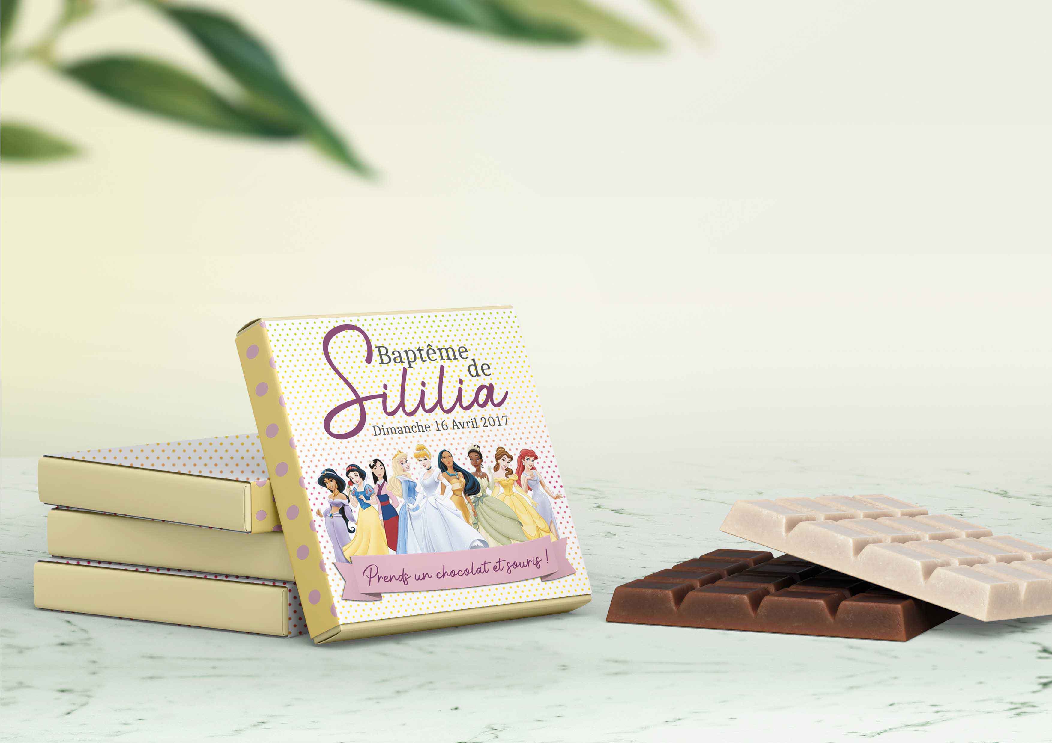 chocolat personnalisé sur le thème des princesses
