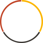trois cercles de couleur jaune gris et terracota représentants les couleurs du logo